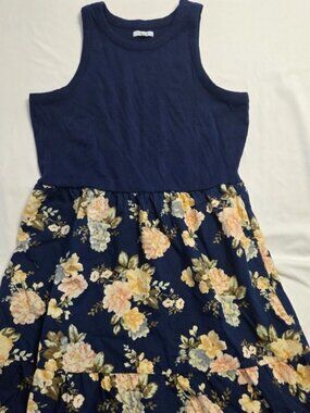 Summer Navy Floral Maxi Dress Plus Size XXL